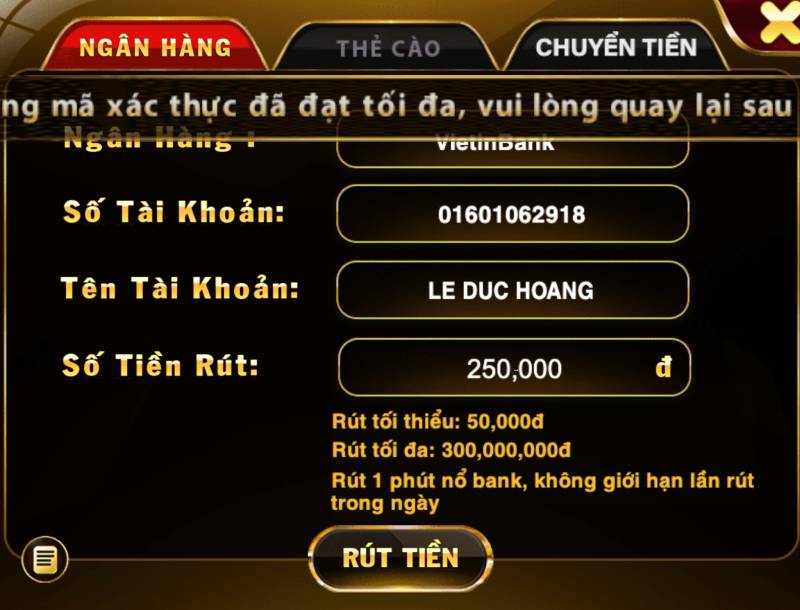 Nhập số tiền muốn rút